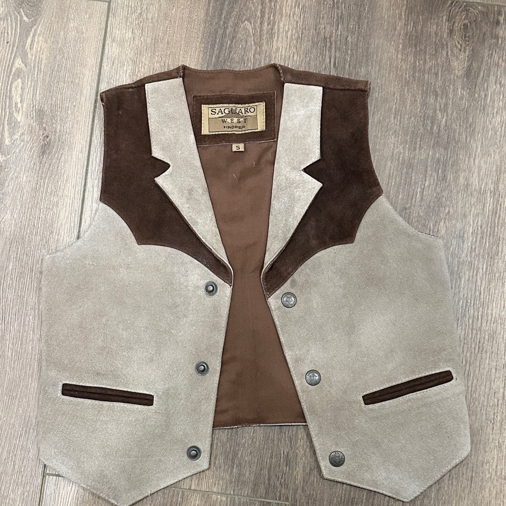 Roper Brown and Beige Suede Western Vest - Kids